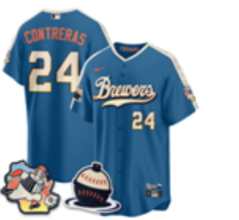 Men Milwaukee Brewers #24 Contreras Blue Nike 2026 World Series jersey 102106->milwaukee brewers->MLB Jersey